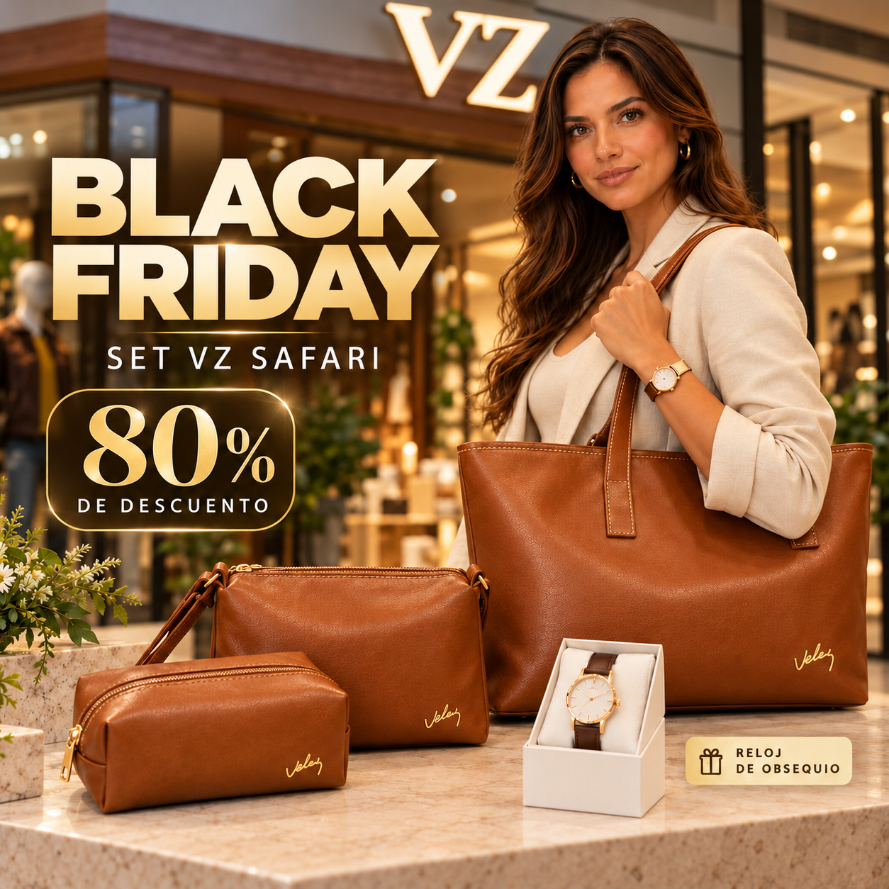👜 Set VZ Safari™ | Black Friday 🔥 80% OFF | 3 Bolsos + Reloj de Regalo 🎁⌚