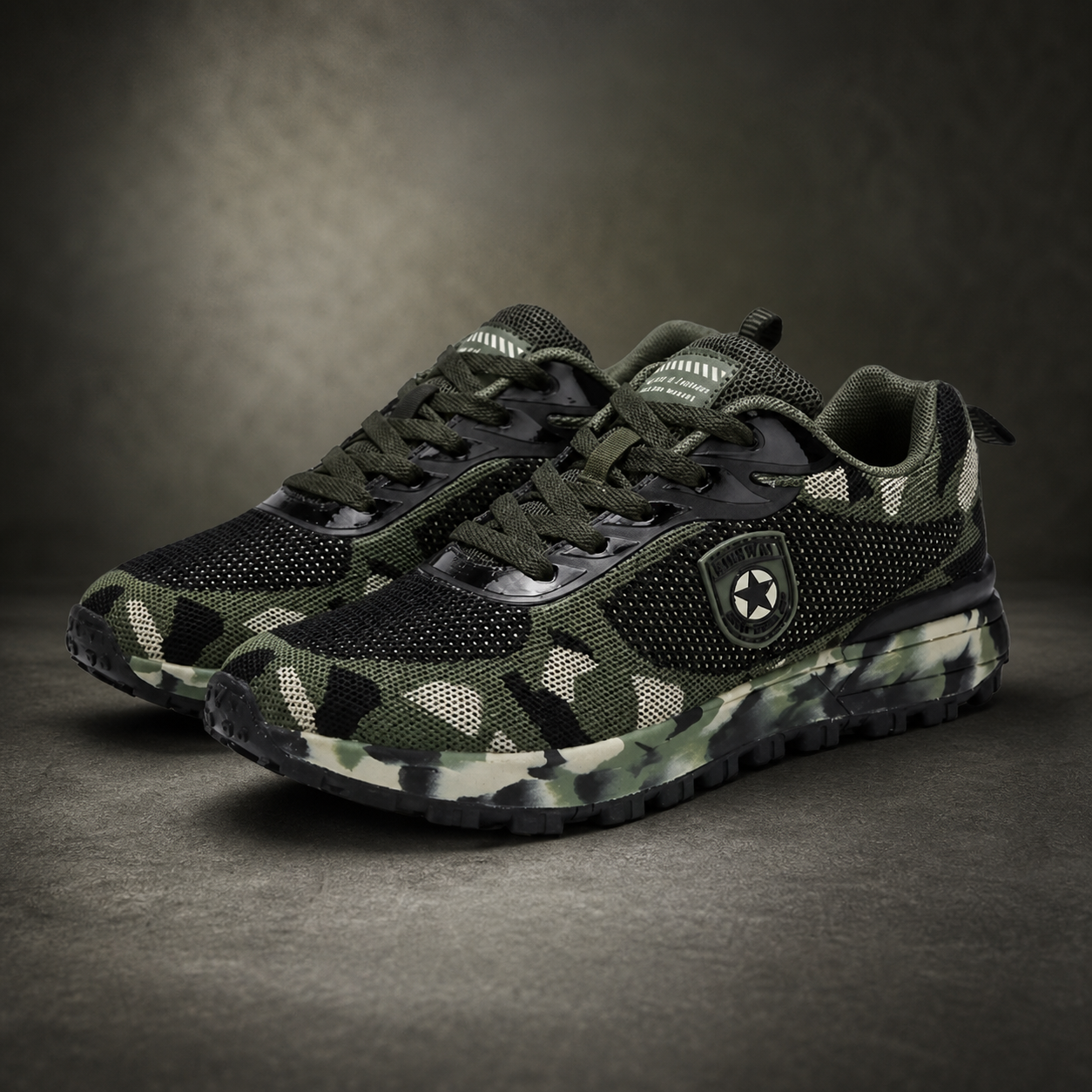 "PACK COMANDO URBANO CAMUFLADO 👟🎯 - Tenis de diseño táctico urbano + 3 pares de medias deportivas 🧦🔥"