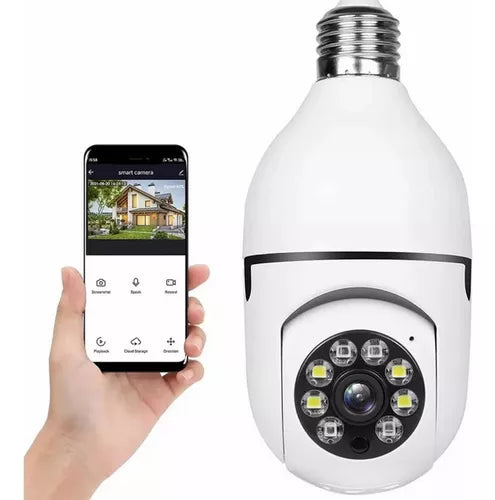Cámara De Seguridad Wifi Bombillo Robotica Panoramica Ip 360